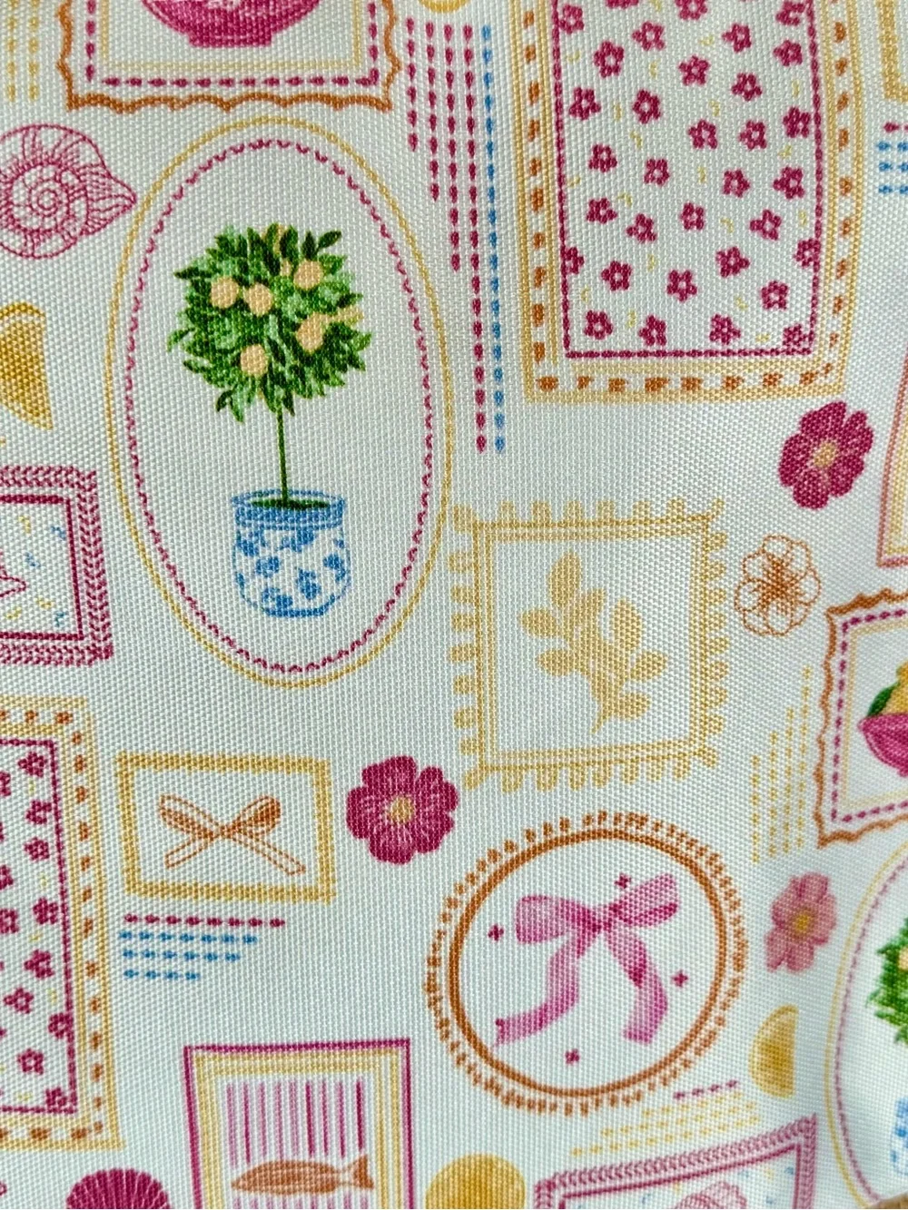 New Lemon Tree, Pink Nautical & Floral Canvas Tote Book Bag Reusable Burlap NWT